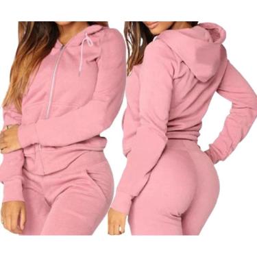 Imagem de Blusa Moletom Feminina Com Zíper e Capuz Inverno Diversas Ocasiões-Feminino