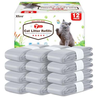 Imagem de Pacote com 12 sacos de recarga de areia para gatos, refis 100% compatíveis com Litter Genie XL/Plus/Standard/Pet (inclui 1 cartucho de recarga vazio)