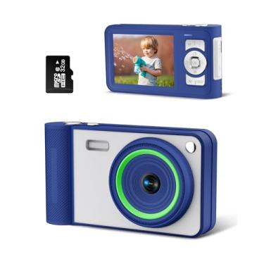 Imagem de GCORDER Nova Câmera Digital 50Mp Fhd 1080P, Aponte E Dispare Com Zoom De 16X, Antivibração, Compacta, Pequena Para Meninos, Meninas Crianças (Azul)