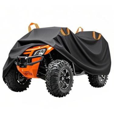 Imagem de Blushyhall ATV Cover Heavy Duty Windproof Quad Covers, All Weather Protection 4 Wheeler Covers fit for K-awasaki, H-onda, P-olaris, Y-amaha (preto, GG)