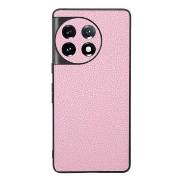 Imagem de Capas Compatível com Oneplus 11,Design de grão levantado de superfície,Proteção contra queda,Anti impressão digital,Anti arranhões,Aparência de couro de imitação de plástico macio-Pink