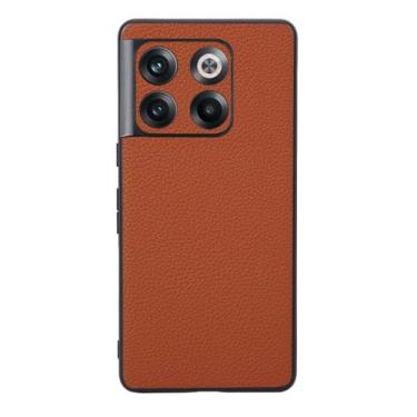 Imagem de Capas Compatível com Oneplus 10T,Design de grão levantado de superfície,Proteção contra queda,Anti impressão digital,Anti arranhões,Aparência de couro de imitação de plástico macio-Orange