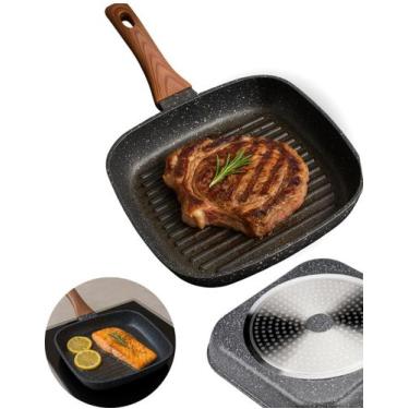 Imagem de Frigideira Bistequeira Grill Fogões Indução Vitrocerâmico Gás Quadrada