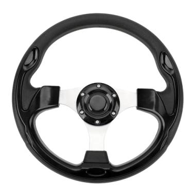 Imagem de Zhjvihx Volta de Direção Universal de Corrida, Volante de Alumínio do Volante Anti -impacto 13in Com Botão de Chifre para 6 Orifícios para o Hub do Adaptador (Preto)