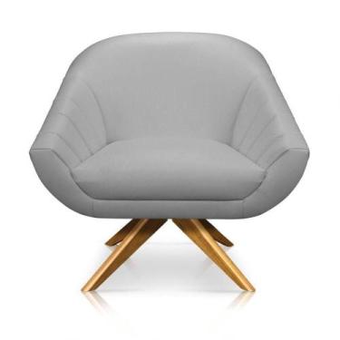 Imagem de Poltrona GiratóRia Giovana material sintético Base Madeira Ma30 - DROS