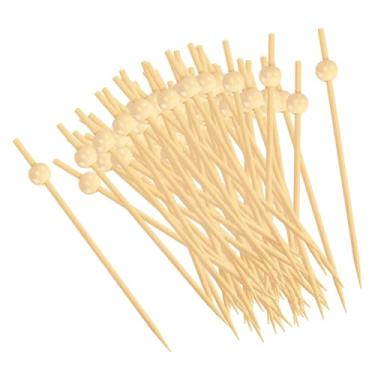Imagem de Fancyes 200 peças palitos de bambu para palitos de frutas espetos lanches comida bola de bambu palito de dente decorativo para sanduíche bolo de