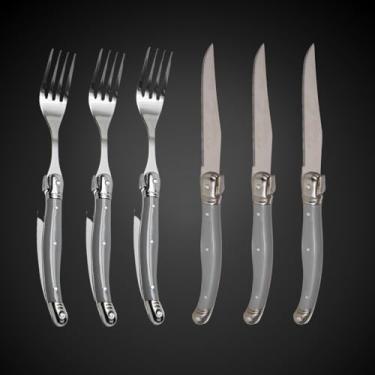 Imagem de Jogo 12 Talheres Laguiole Corte E Degustação Premium Conforto Ergonômico – Cabos Leves, Bem Equilibrados (Cinza)