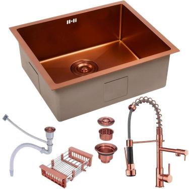 Imagem de Pia Inox Cuba Gourmet Rose Nano Quadrada Cozinha Luxo 50X45