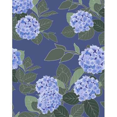 Imagem de HomKihapai Papel de parede floral autoadesivo de hortênsia papel de parede country francês creme em papel de parede para decoração de parede de quarto mural elegante (hortênsia marinho, 299 cm x 44 cm