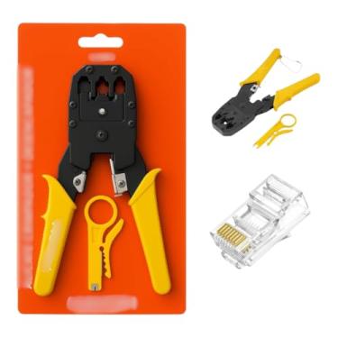 Imagem de Kit Alicate de Crimpar + 250 Conector RJ45 Cat6 Internet