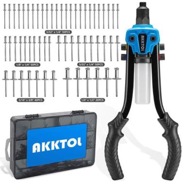 Imagem de Kit de pistola de rebite AKKTOL Rivet Gun de 1/4 de polegada com 210 u