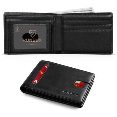 Imagem de Carteira RUNBOX Slim RFID Blocking Leather 11 porta-cartões preta
