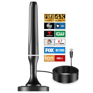 Imagem de Antena de TV digital inteligente interna para TV sem fio com base magnética forte, antena HD de recepção de 360° para TV interna de 4 k - 3 m de comprimento (branco-17405)