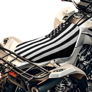 Imagem de Panskyllis Capa de assento para quadriciclo com bandeira americana preta - Capa de assento impermeável de quatro rodas para esportista, rancheiro, capataz, scrambler 58 × 25 cm