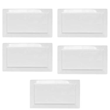 Imagem de Jogo 5 Travessas Bandeja Rasa Melamina Branca 35x20cm Servir Restaurante Buffet Wolff