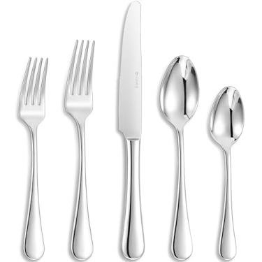 Imagem de KEAWELL Conjunto de talheres premium Verona de 20 peças para 4, resistente – aço inoxidável 18/10, acabamento espelhado brilhante, bordas lisas, pode ser lavado na lava-louças (20, prata)