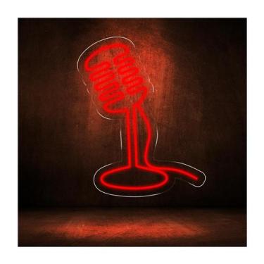 Imagem de Painel Neon Led Microfone Decoração Luminoso Podcast - Bloom, Vermelho