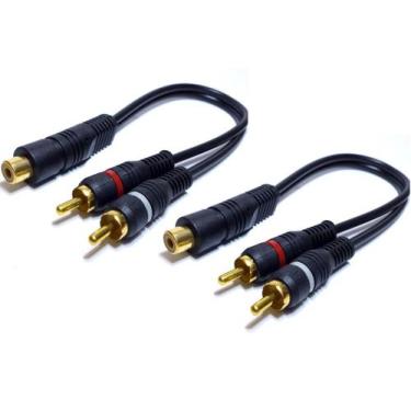 Imagem de 2 Cabos RCA Y 2M1F  2 Machos e 1 Fêmea Som automotivo Módulo Cabo resi