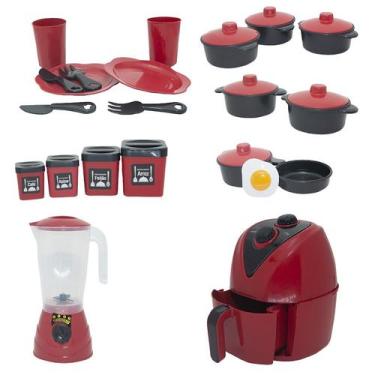 Imagem de Kit Cozinha Infantil Completa Brinquedo Menino Vermelho 22pç - Altimar