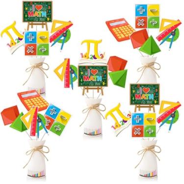 Imagem de Funmemoir Math Theme Party Decorations - 24PCS Colorful Centerpiece Sticks, Equation Table Centerpiece for Math Pi Day Science Themed Birthday Baby Showers Classroom Decorations