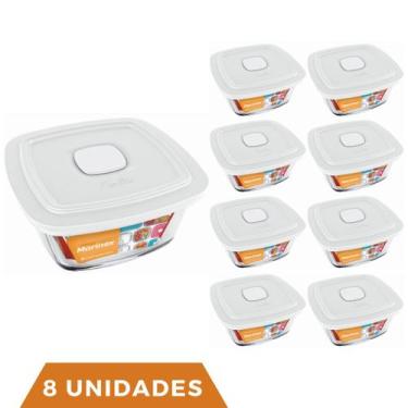 Imagem de 8 Potes De Vidro Facilita Vap Quadrado Com Tampa 1L Marinex - NADIR FI