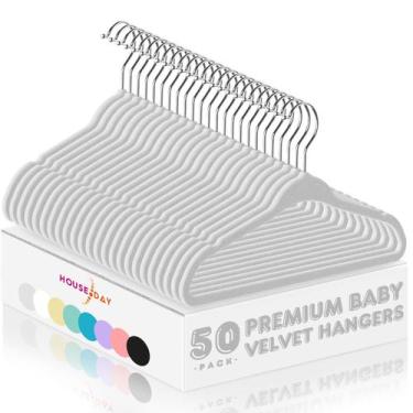 Imagem de Cabides para bebês HOUSE DAY Velvet, pacote com 50, cinza, 28 cm para 