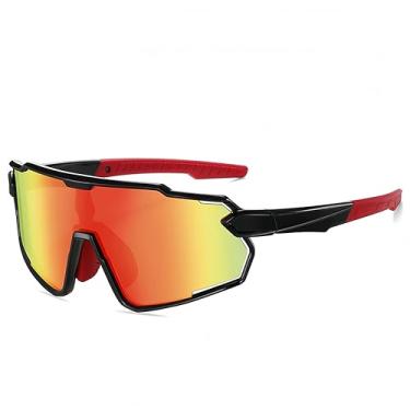 Imagem de Tsctswk Óculos de sol esportivos polarizados para crianças, Armação preta e lente vermelha