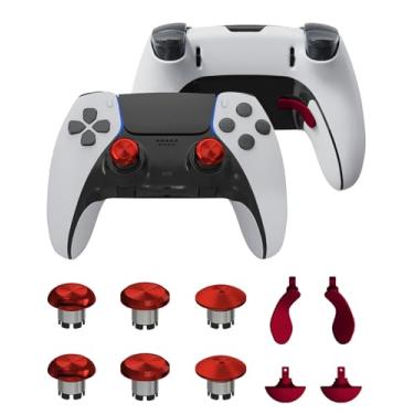 Imagem de CHARM FOCUS Metal Thumbsticks & Back Paddles for PS5 Edge Controller, Analog Thumb Sticks Caps Replacement Kit for PS5 Dual Sense Edge Stick Module, 6 Joysticks, 4 Back Buttons, Red