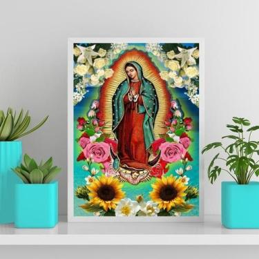 Imagem de Quadro Mexicano Nossa Senhora Guadalupe 24X18Cm Vidro Preta - Quadros 