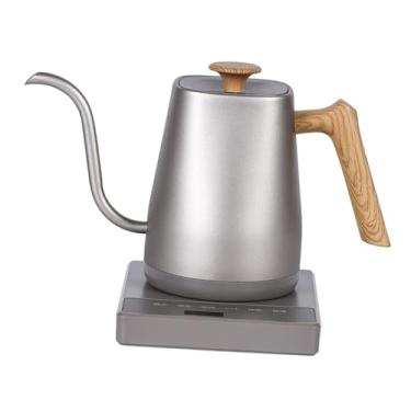 Imagem de Generic Chaleira elétrica com controle de temperatura, proteção contra fervura a seco, 1000 W, prática, resistente, aquecimento rápido, 0,8 L para ferver água, Grão de Madeira Prateada