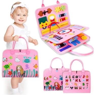 Imagem de Placa de Montessori Sensorial Maleta Infantil Educativa Brinquedo 1-3 anos (Rosa)