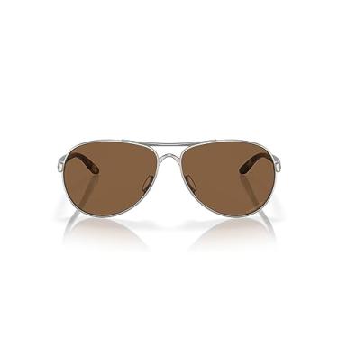 Imagem de Oakley Óculos de sol feminino Oo4079 Feedback Aviator, Cromo acetinado/bronze Prizm, 59 mm