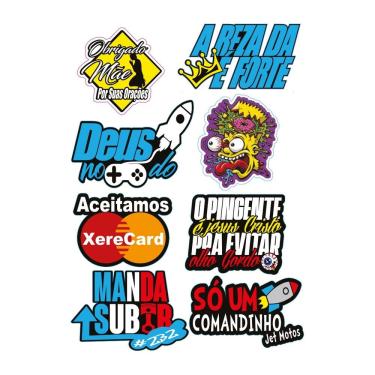 Imagem de Kit 8 Adesivos Para Carro Bike Moto Capacete Prova D`Água