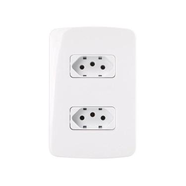 Imagem de Tomada Dupla Margirius B3 2p+t 10a Com Placa 4x2 Branca