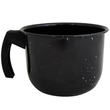 Imagem de Leiteira, Jarra para Ferver Leite, Caneca Esmaltada, Preto e Branco, 1,8l