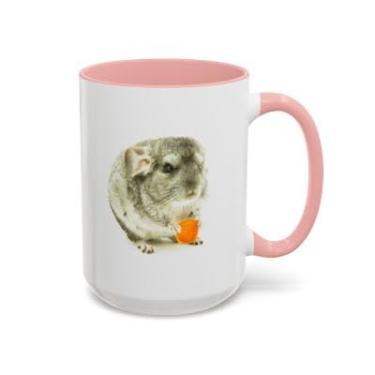 Imagem de Caneca de café com tema de chinchila – Copo de cerâmica para amantes de animais - Ideia de presente de aniversário e Natal (rosa, 425 g)
