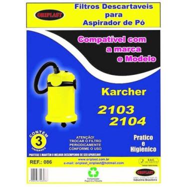 Imagem de Kit c/9 Sacos Descartáveis Aspirador Karcher 2103/2104 - Oriplast