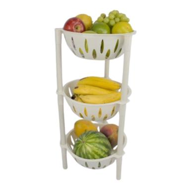 Imagem de Organizador Cesto Fruteira Multiuso 3 Andares Redondo Branco