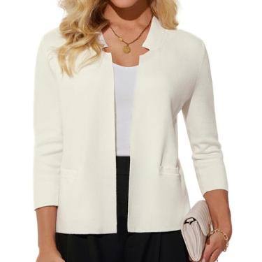 Imagem de Blazer GRACE KARIN de malha cortada com manga 3/4 para mulheres