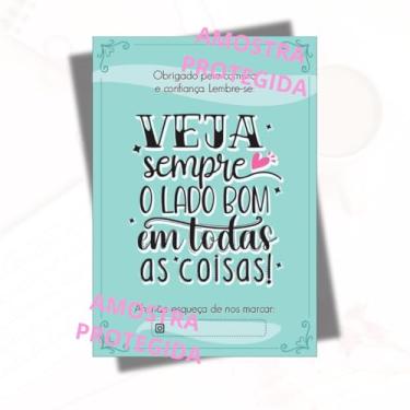 Imagem de 108 Unidades Cartão de Agradecimento para Clientes, 6,5x8,5cm Design Fofo com Mensagem Veja Sempre o Lado Bom Tag Papel Glossy 180gr Impressão Frente