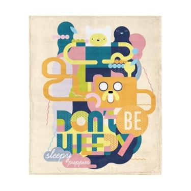 Imagem de Cartoon Network Adventure Time Sleepy Puppies Cobertor de seda com toque de seda, capa de pelúcia Finn and Jake, 101 x 127 cm