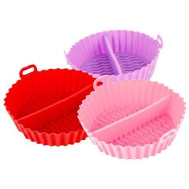 Imagem de Kit 3 Forma Assadeira Antiaderente Forro Silicone Fritadeira Flexível 