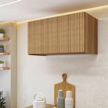 Imagem de Armário Aéreo Geladeira 1 Porta Basculante 80Cm Ripado 100% Mdf Rainha