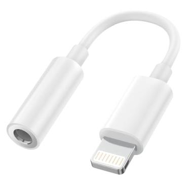 Imagem de [Certificação Apple MFi] Adaptador Lightning para conector de fone de ouvido de 3,5 mm chip DAC integrado, adaptador auxiliar de áudio Hi-Fi para iPhone 14/13/12/11/X/XS/XR/8/7, iPad, iPod - auxiliar
