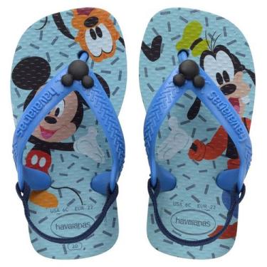 Imagem de Chinelo Havaianas para Bebê Disney Classics com elástico, Azul brilhan