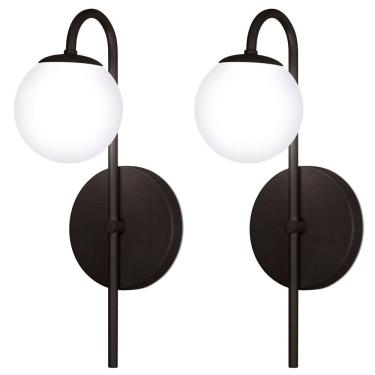 Imagem de Kit 2 Arandela Parede Luminária Jabuticaba Globo Vidro Preto