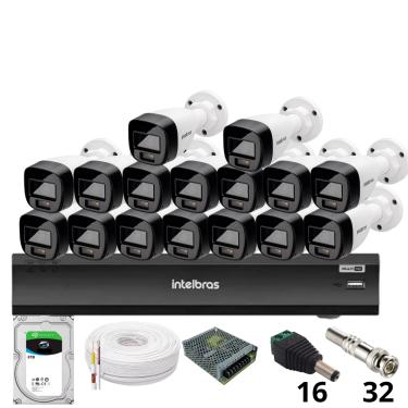 Imagem de Kit 16 Câmeras Intelbras 1220b Full Color Dvr Intelbras Imhdx 3132 Inteligência Artificial Hd 6tb