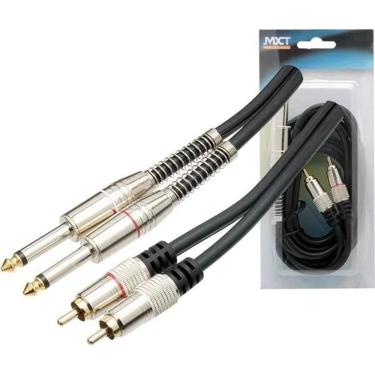 Imagem de 2X Cabo Audio Auxiliar 2 Rca X 2 P10 Mono Blindado Profissio