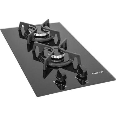 Imagem de Fogão De Mesa Cooktop 2 Bocas Vidro Preto À Gás Suggar FG2002FVP Bivolt