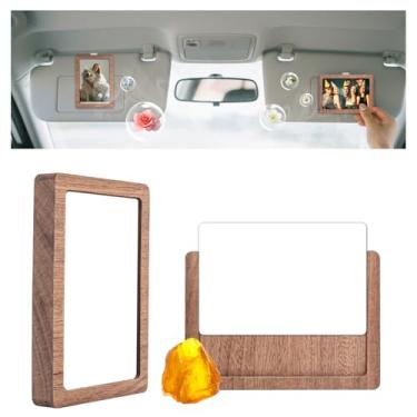 Imagem de 2 peças de clipe de viseira de carro com fragrância, suporte de madeira para fotos de carro, suporte de foto personalizado, porta-retratos seguro, presente para aniversário e Natal, adicionando fotos